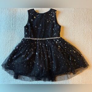 Pastourelle NYC Black Tulle Dress with Silver Starry Accents, size 3T